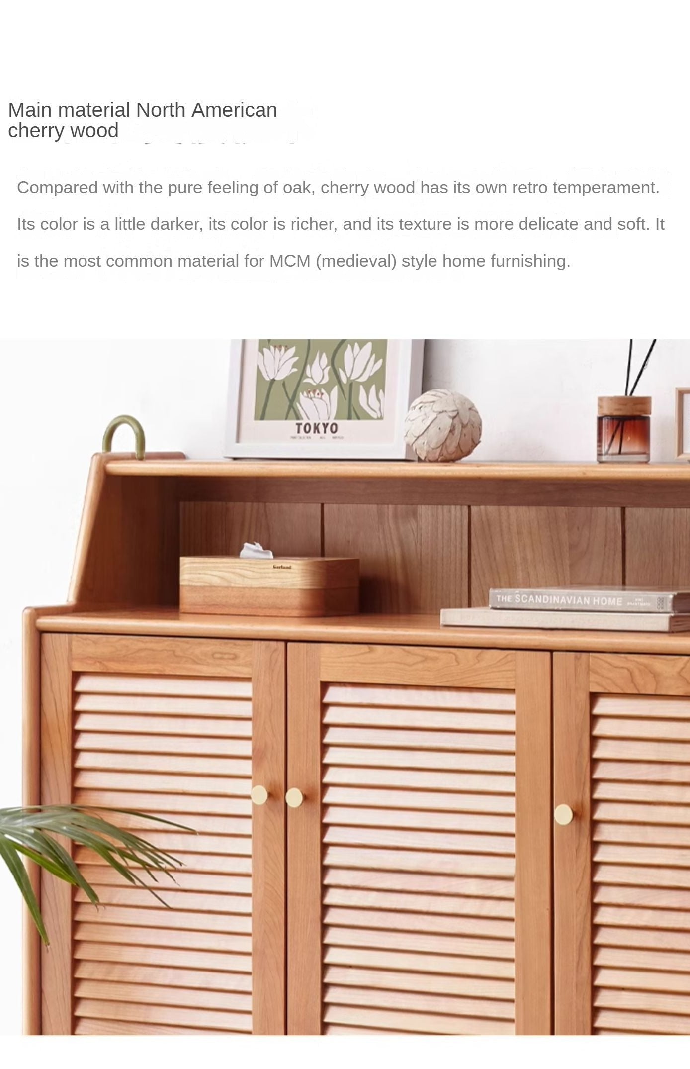 Cherry Solid Wood Entrance Shoe Cabinet