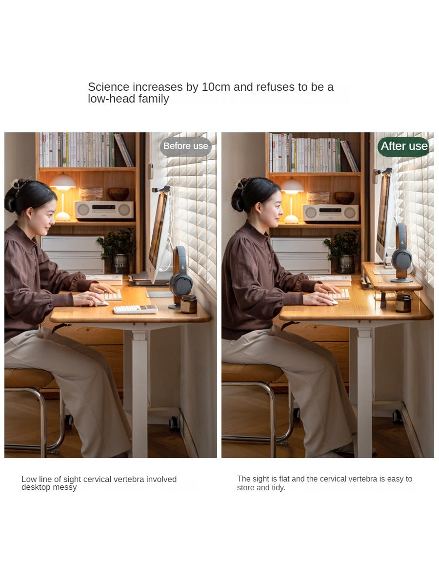 Oak, Rubberwood Solid Wood Bracket Suspended Table shelves