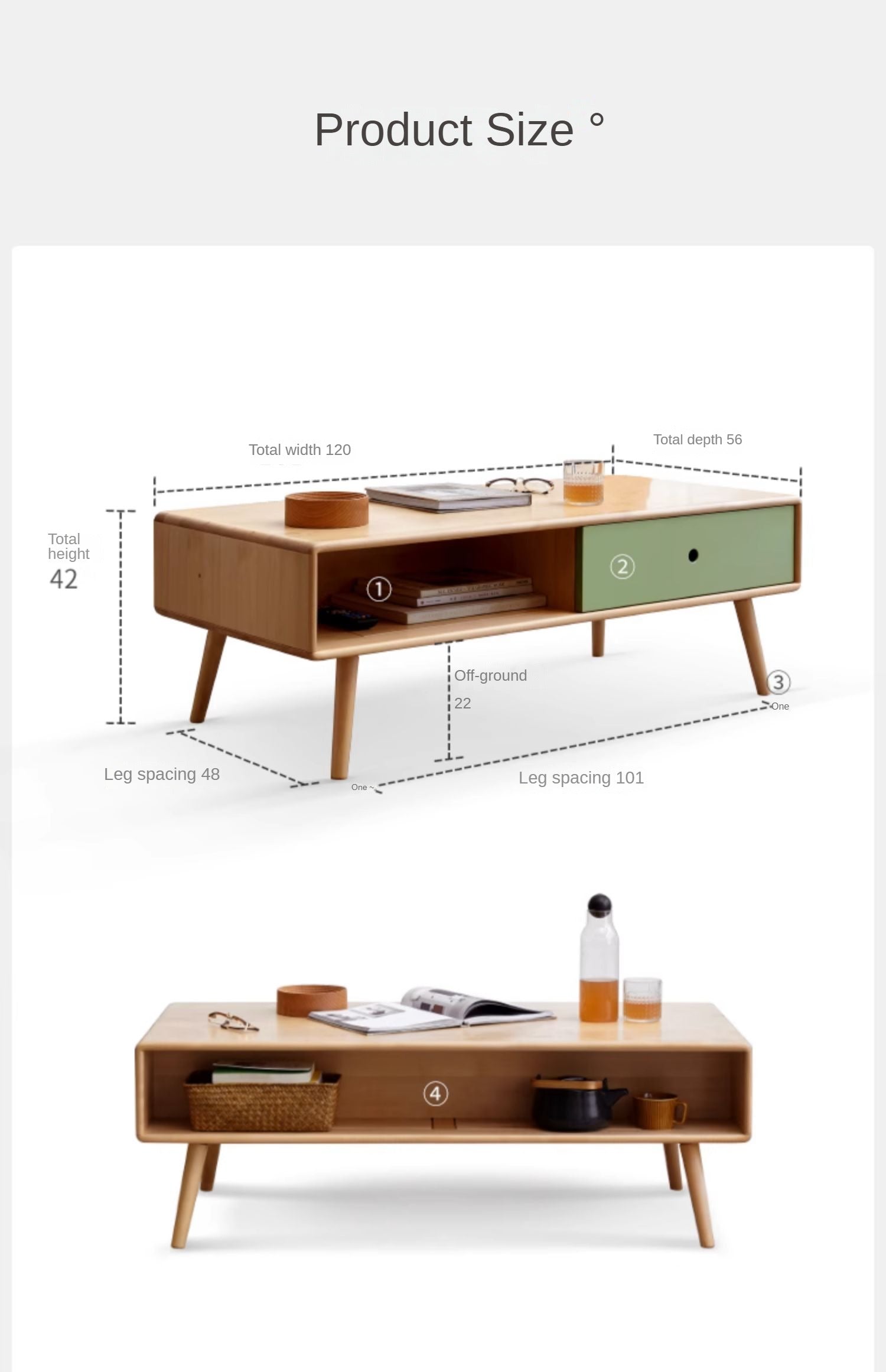 Beech Solid Wood Coffee Table Nordic Simple.