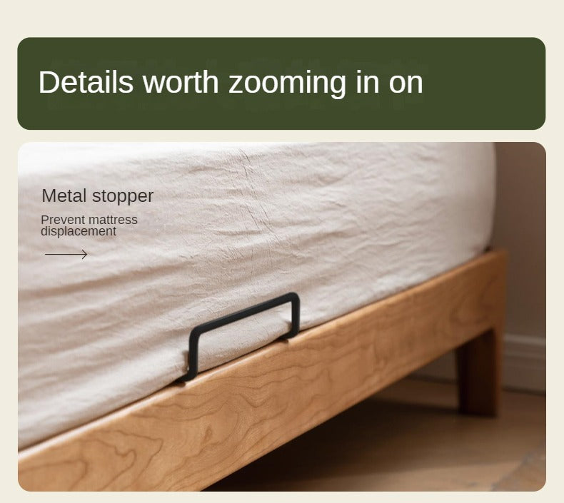 Cherry Solid Wood Technology Fabric Soft Modern Bed
