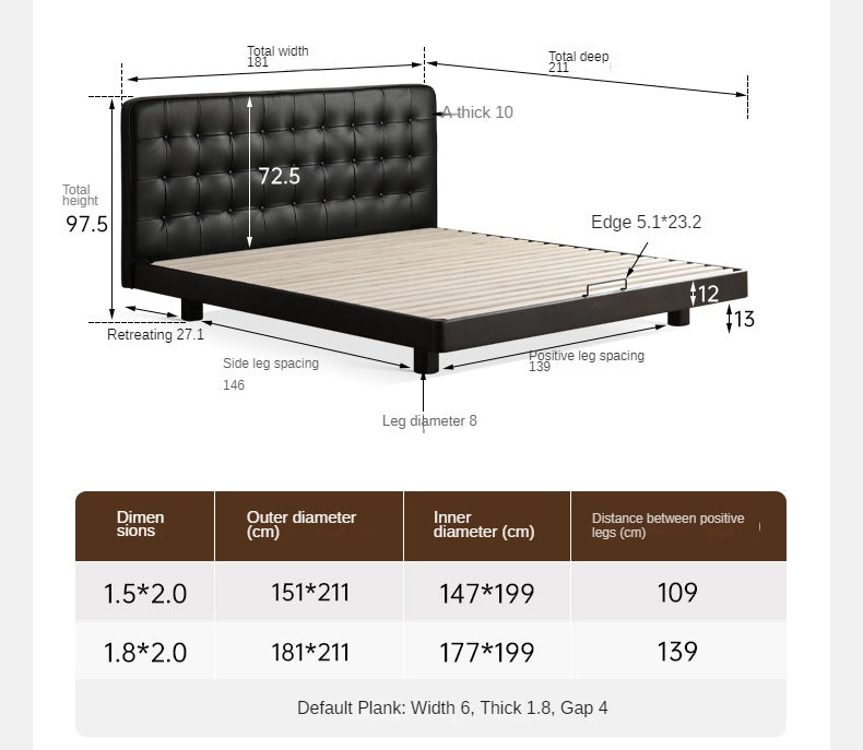 Black High-end Leather Suspension Bed