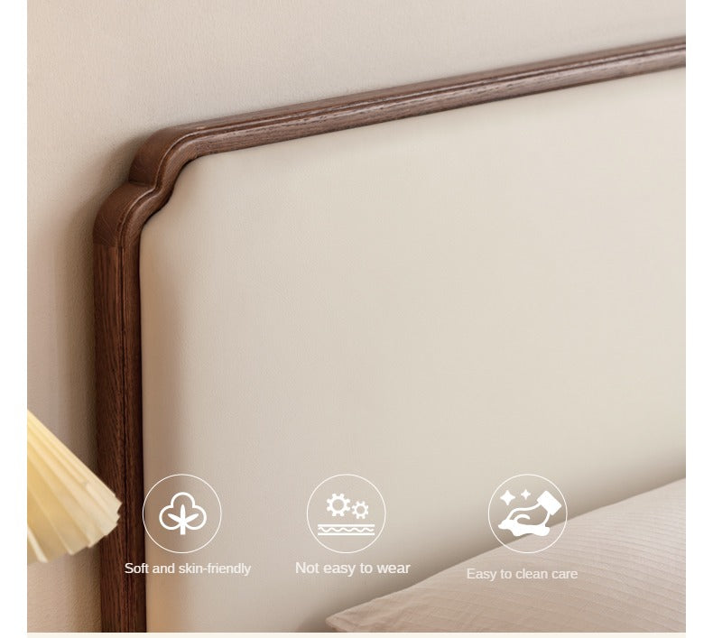 North American Black Walnut, Oak Technical Cloth Organic Leather Soft Suspended Bed
