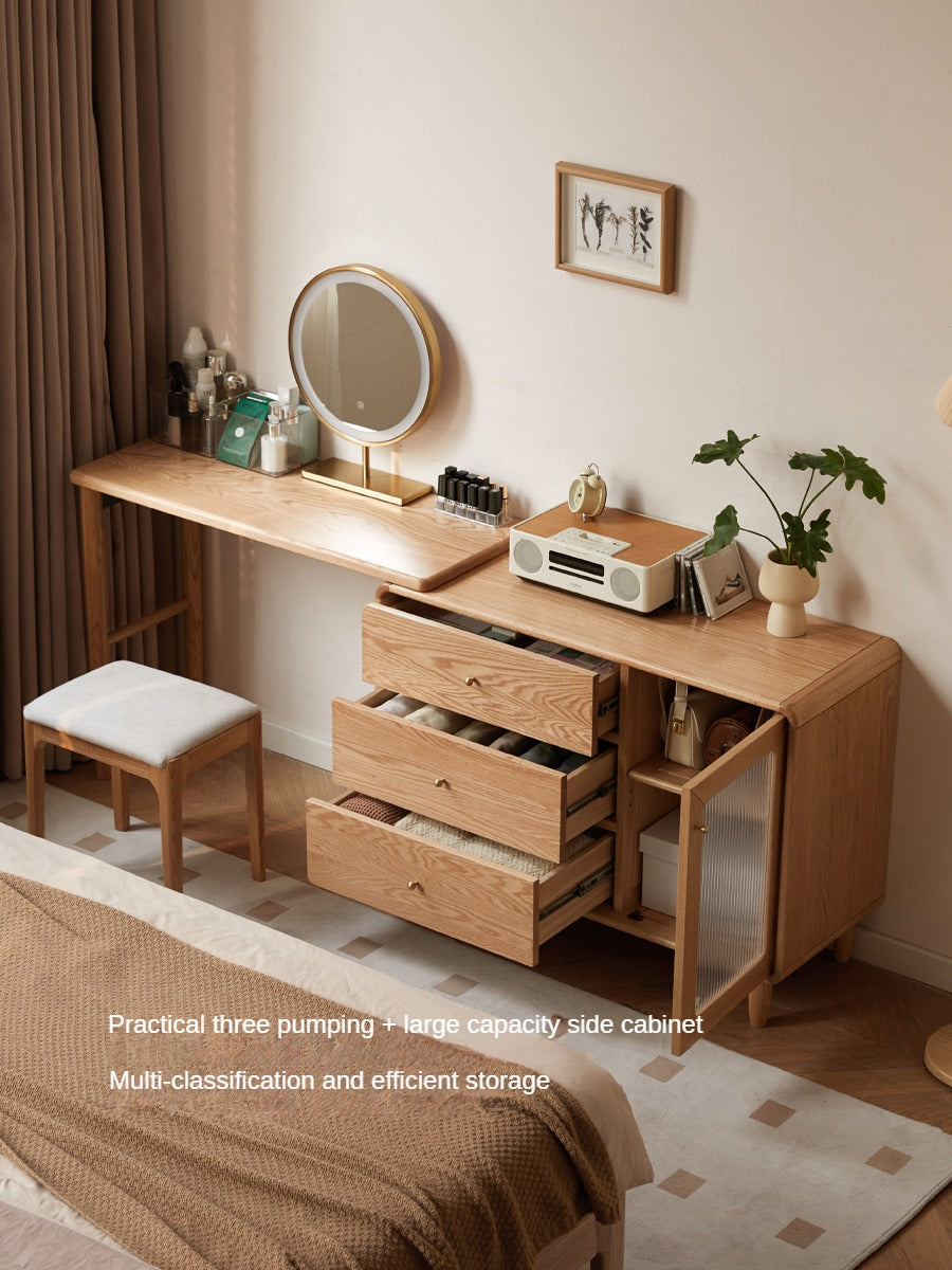 Oak Solid Wood Retractable Dressing Table.