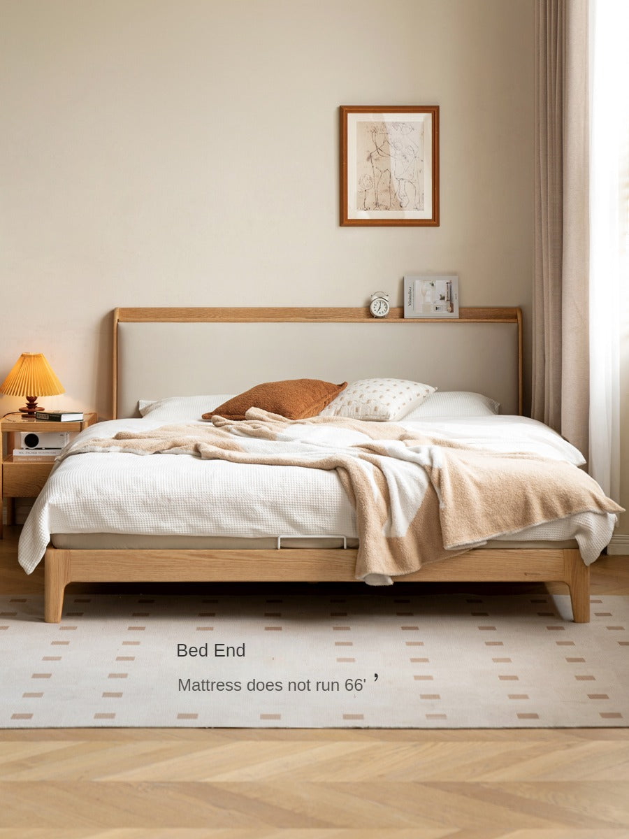 Oak Solid Wood Technology Cloth Modern and Simple Bed
