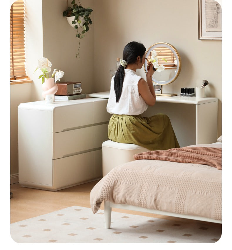 Poplar Solid Wood, Solid Rubberwood Cream Air Makeup Table.