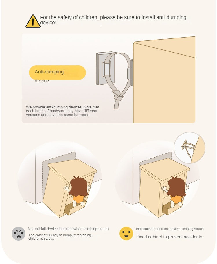 Beech, Rubber Solid Wood Children's Wardrobe,Combination Storage Cabinet