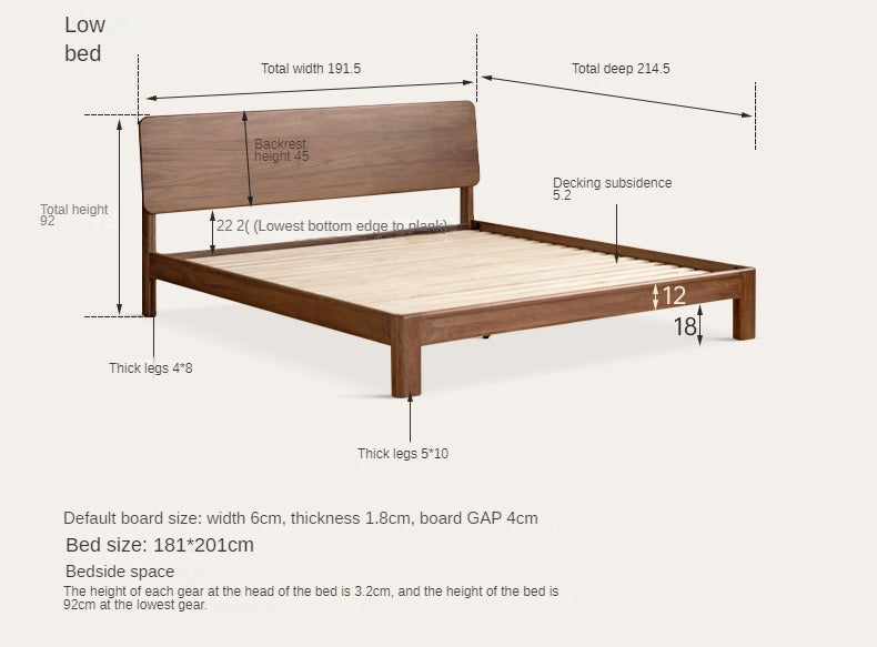 Teak Solid Wood, Black Walnut Solid Wood Bed