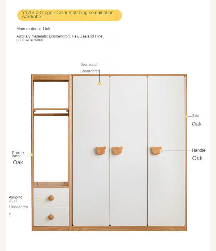 Beech Solid Wood Bedroom Furniture Set Children's Bed Montessori.
