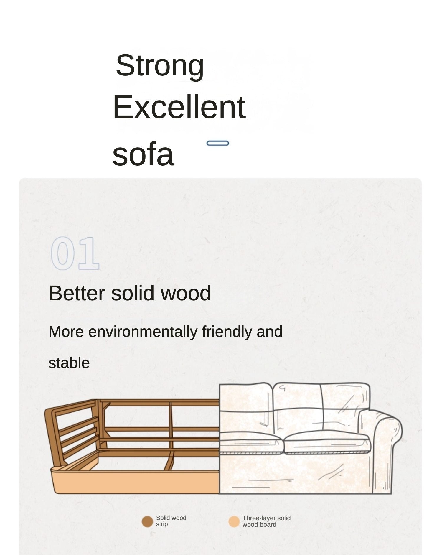 Oak Solid Wood Luxury Fabric Sofa.