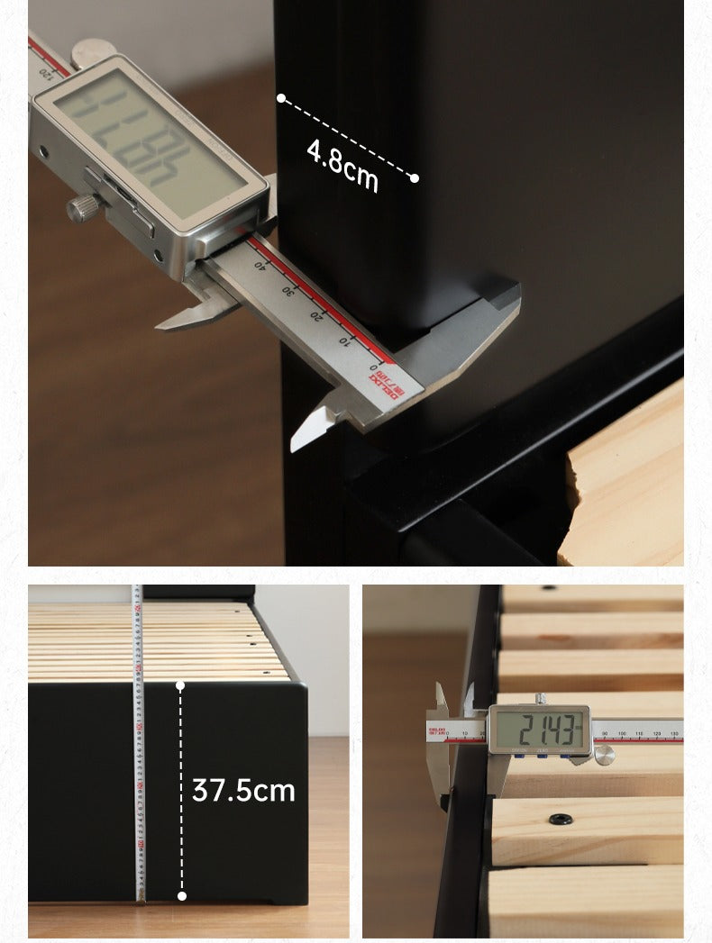 Poplar, Rubber Wood Solid Wood Fully Open High Box Bed Minimalist