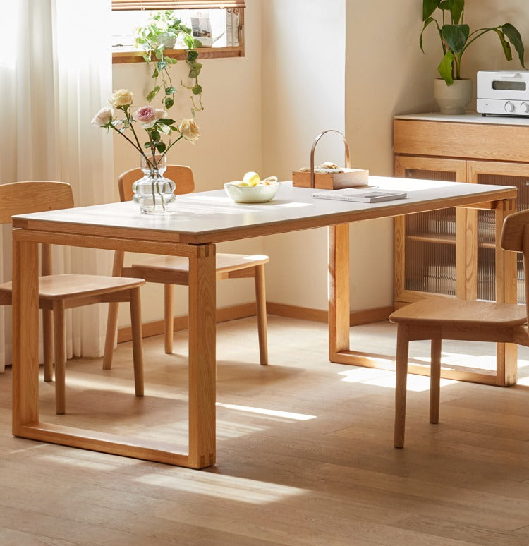 Oak Solid Wood Rectangular Rock Slab Dining Table