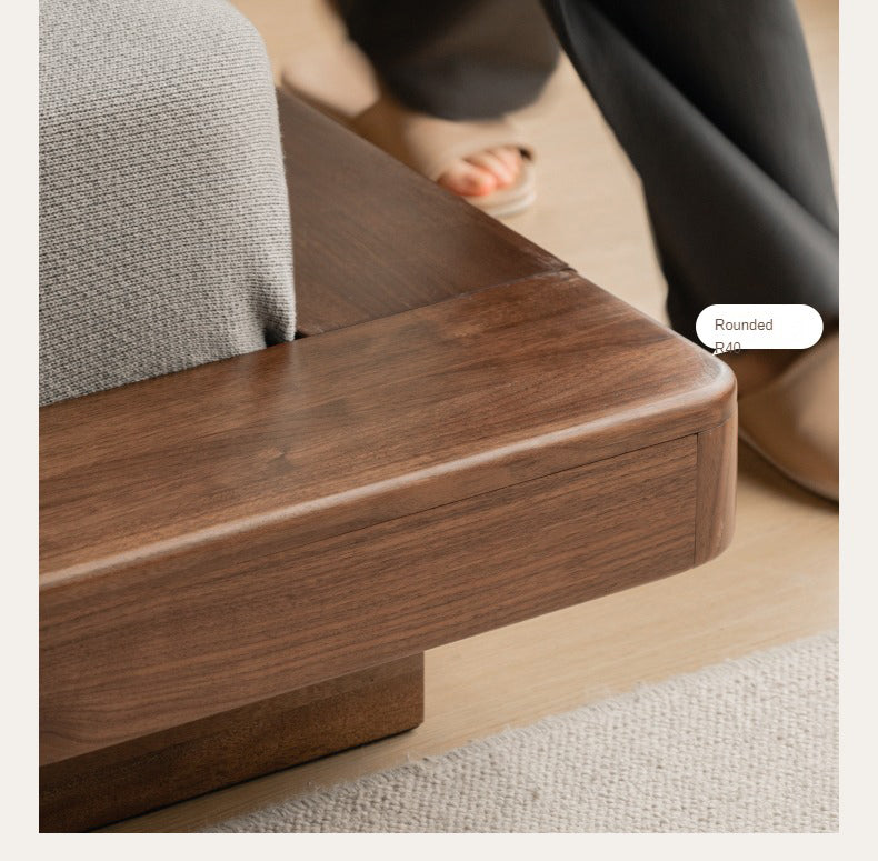 Black Walnut Solid Wood Leather Soft Suspended Bed