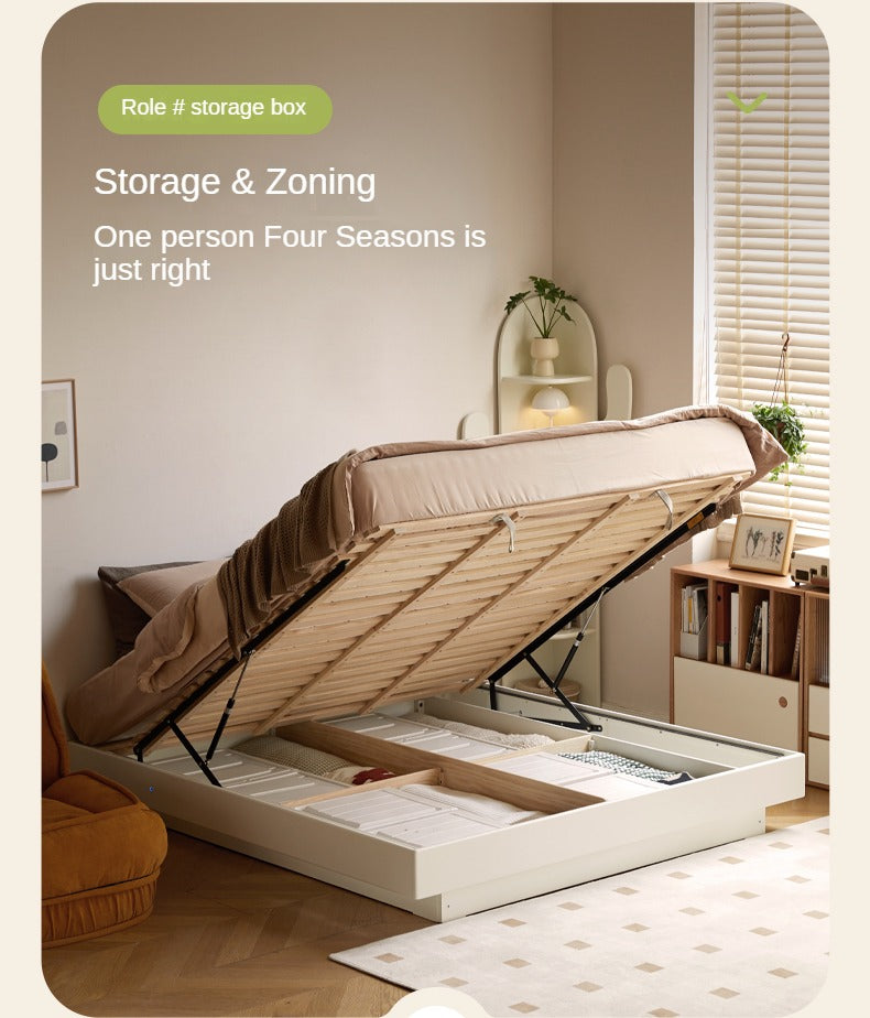 Rubber Solid Wood Suspended Box Platform Bed, Headboard-Free Bed.