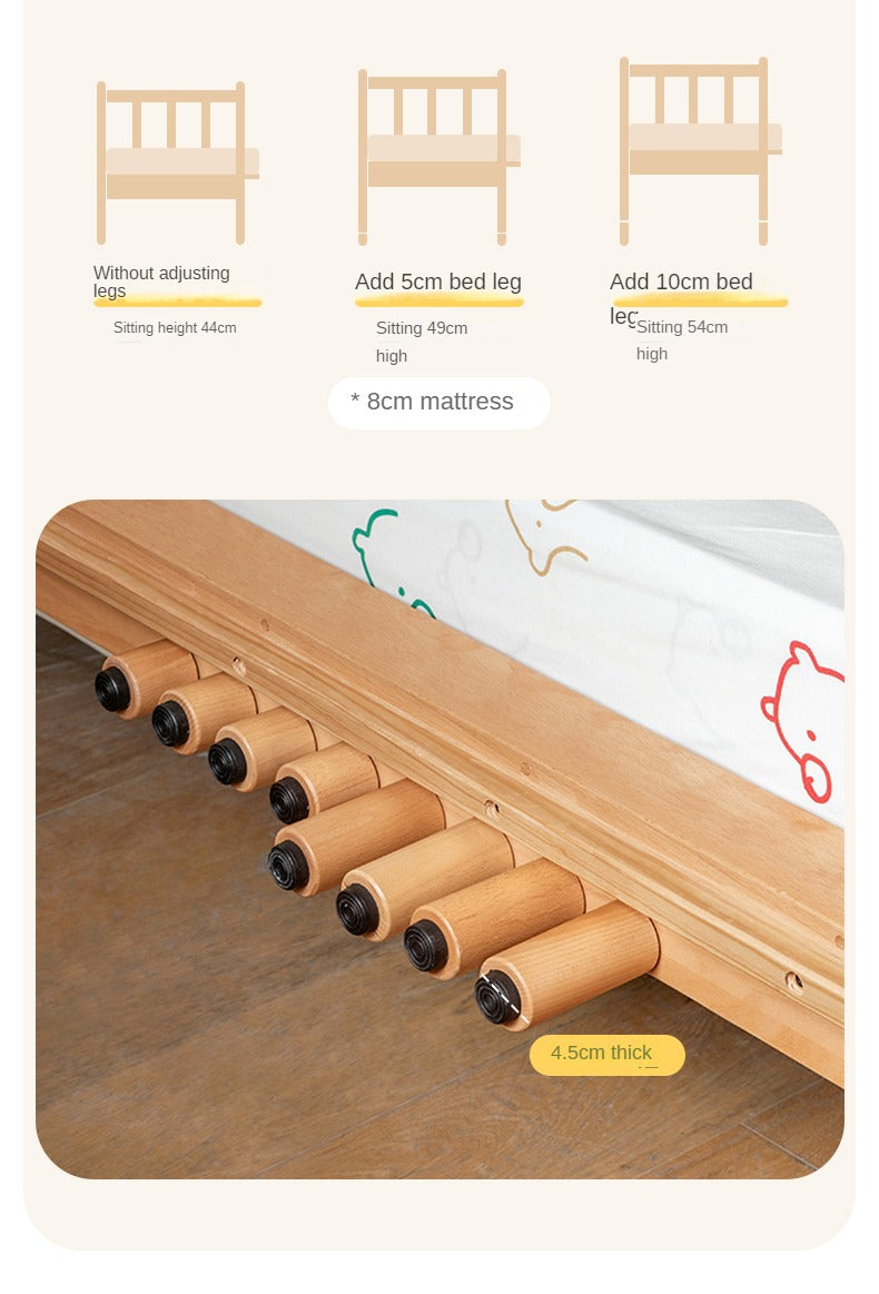 Beech solid wood children's bed with guardrails spliced bed<