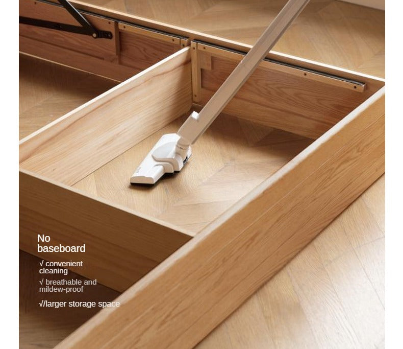 Oak Solid Wood Box Bed Storage Bed Technology Loth, Fabric