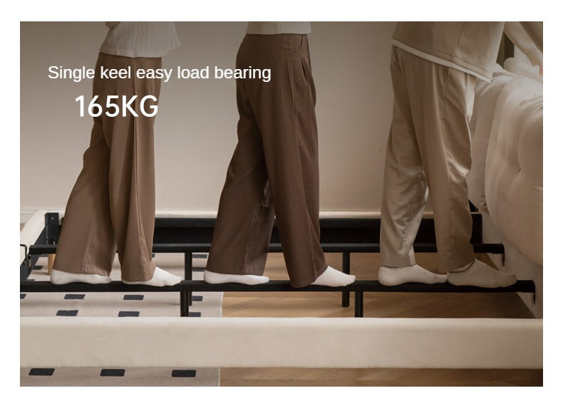 Fabric Soft Bed White Cream Style