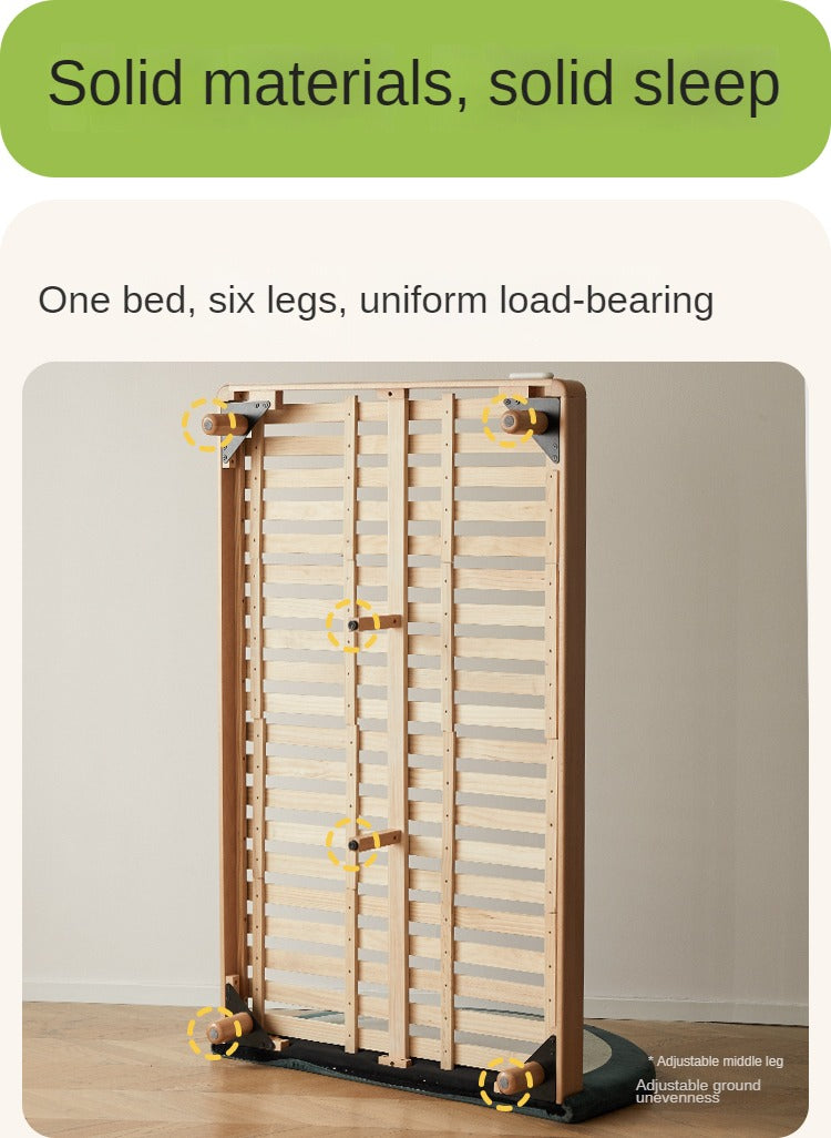 Beech Solid Wood Children's Rainbow Montessori Platform Bed.