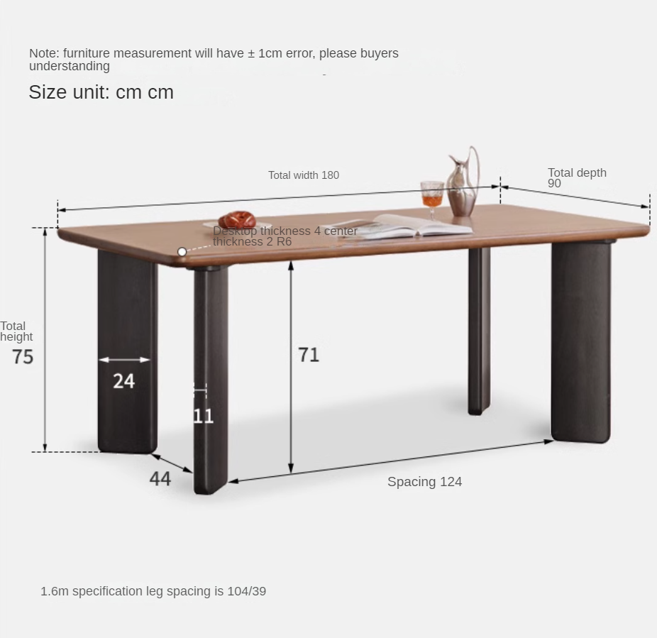 Black Walnut Solid Wood Light Luxury Rectangular Dining Table