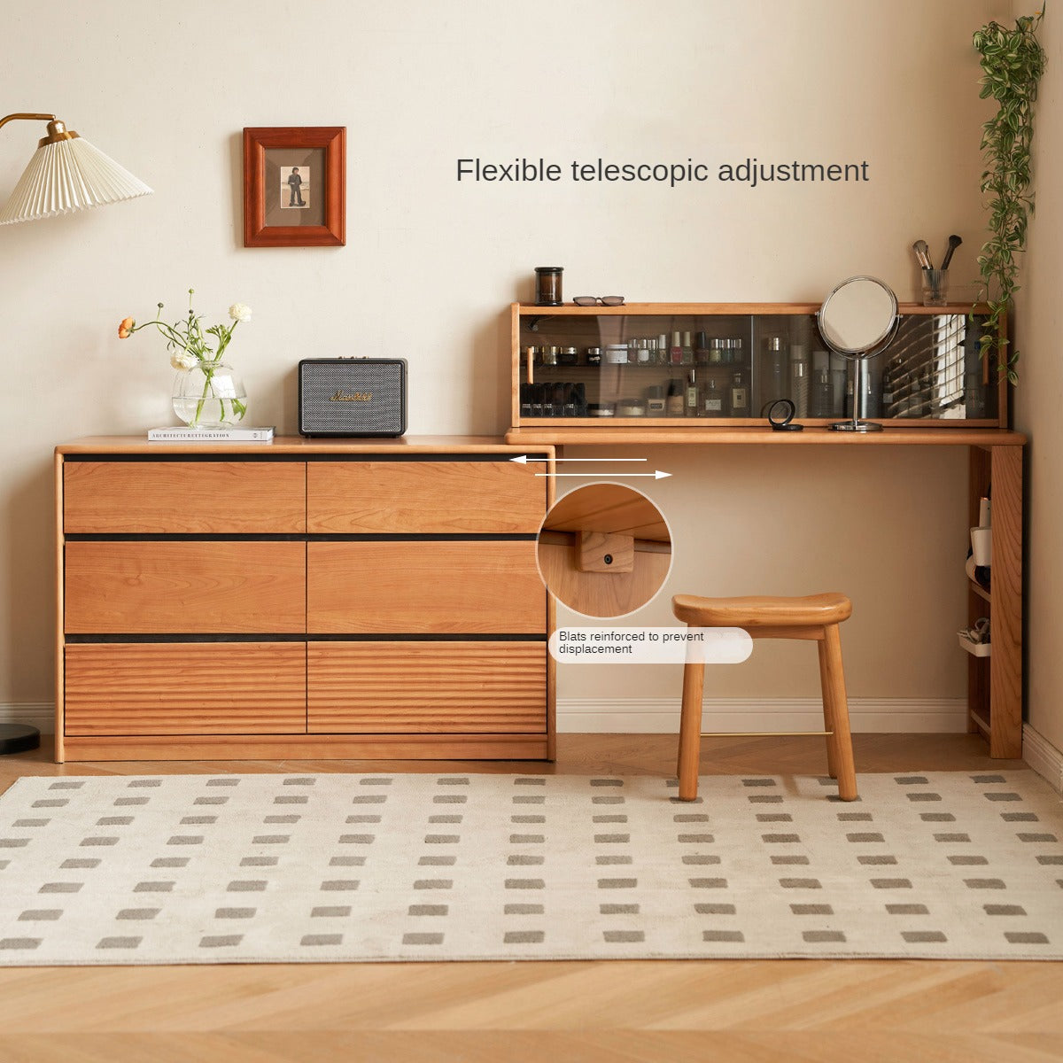 Cherry Solid Wood Retro Dressing Table.