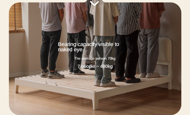 Rubber Wood Solid Wood Soft Bed Cream Style