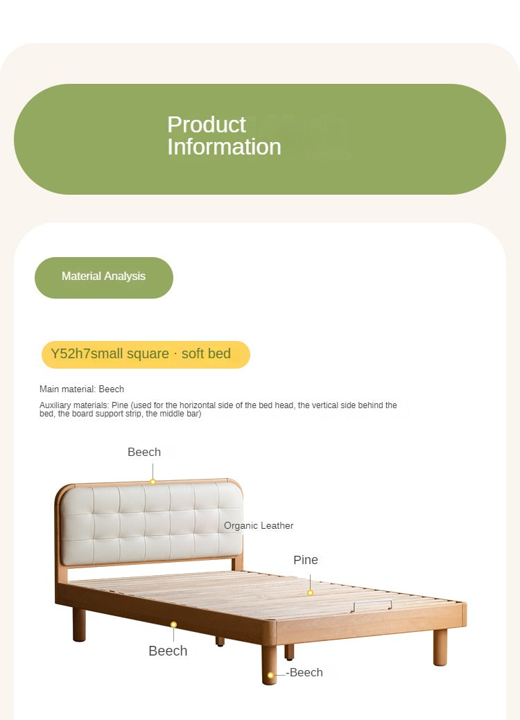 Beech Solid Wood Bedroom Furniture Set Children's Bed Montessori.
