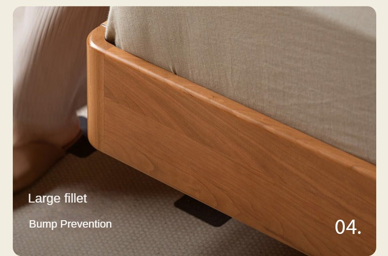 Cherry Solid Wood Leather Soft Suspended Bed