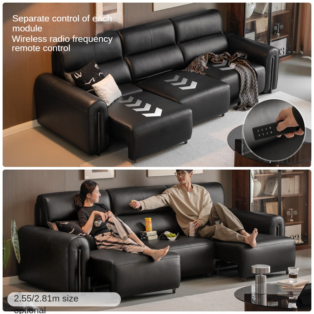 Genuine leather Sofa Bed Italian Light Luxury.