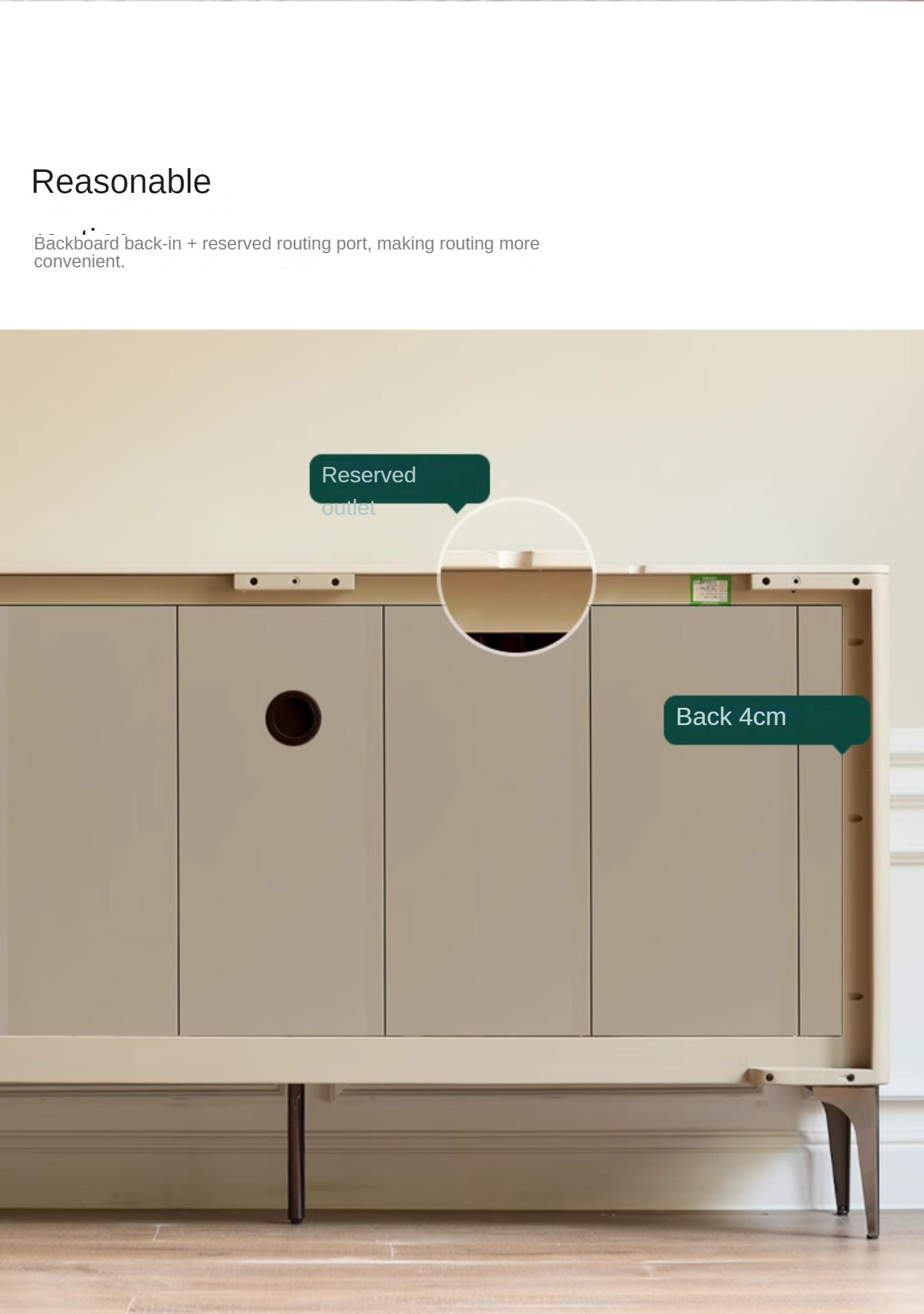 Poplar Solid Wood Sideboard Slate Top
