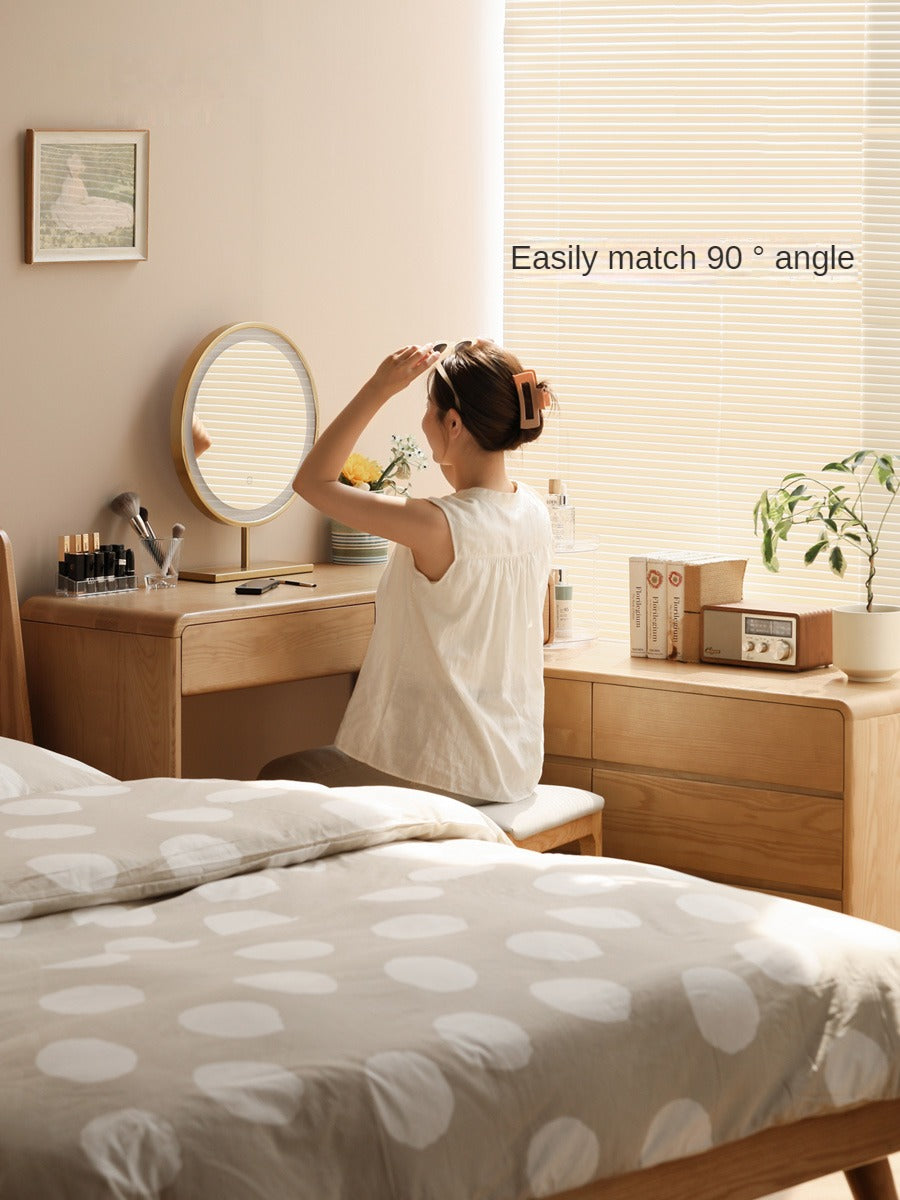 Ash Solid Wood Telescopic Dressing Table Integrated Storage.