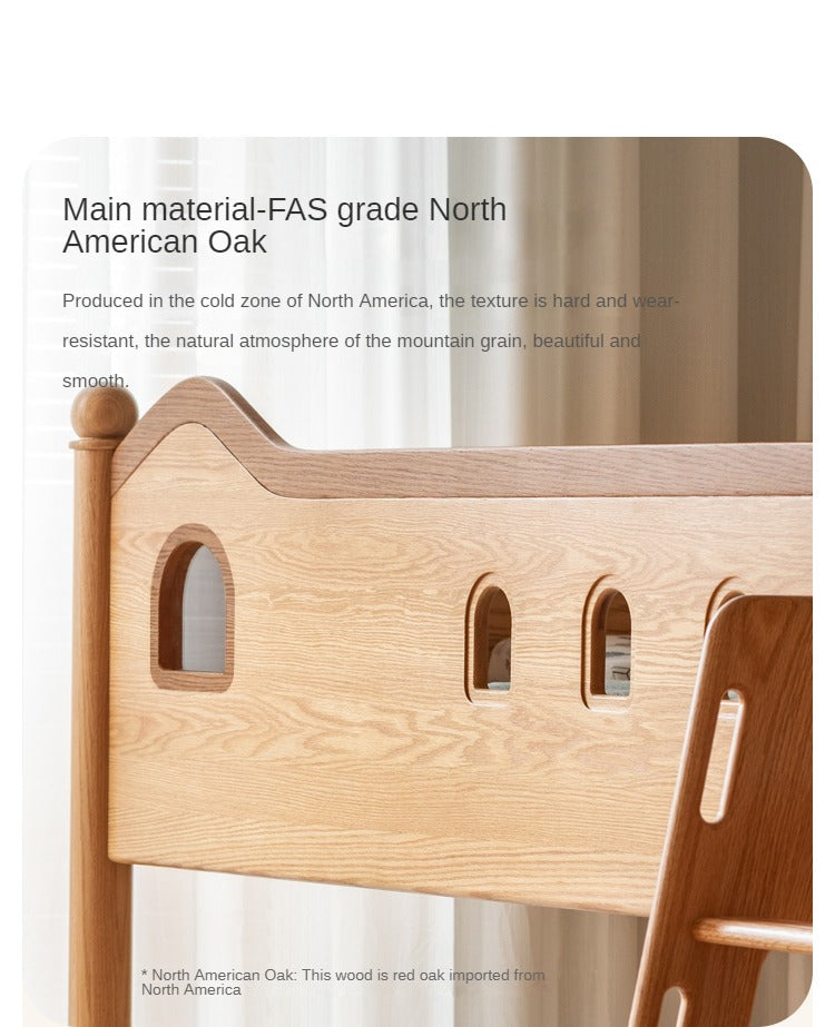 Beech, Oak Solid Wood Children's Bunk Bed.