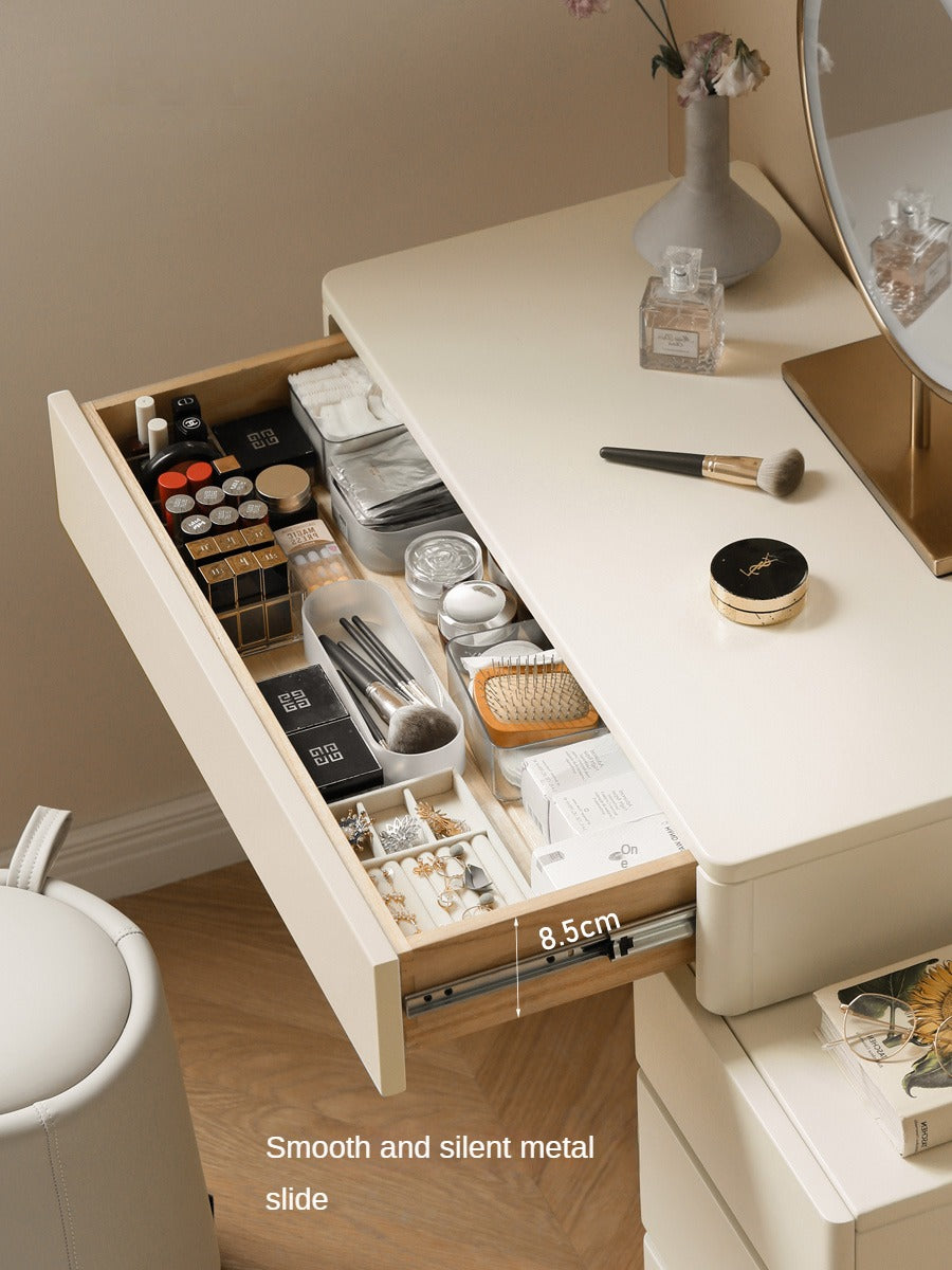 Poplar Solid Wood Telescopic DressingTable +LED Makeup Mirror.