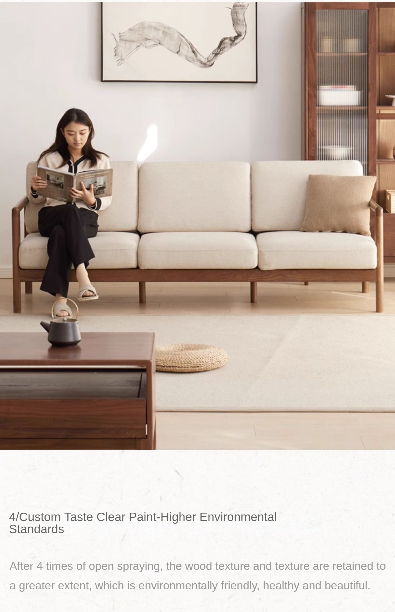 Ash Solid Wood Sofa Single Armchair-