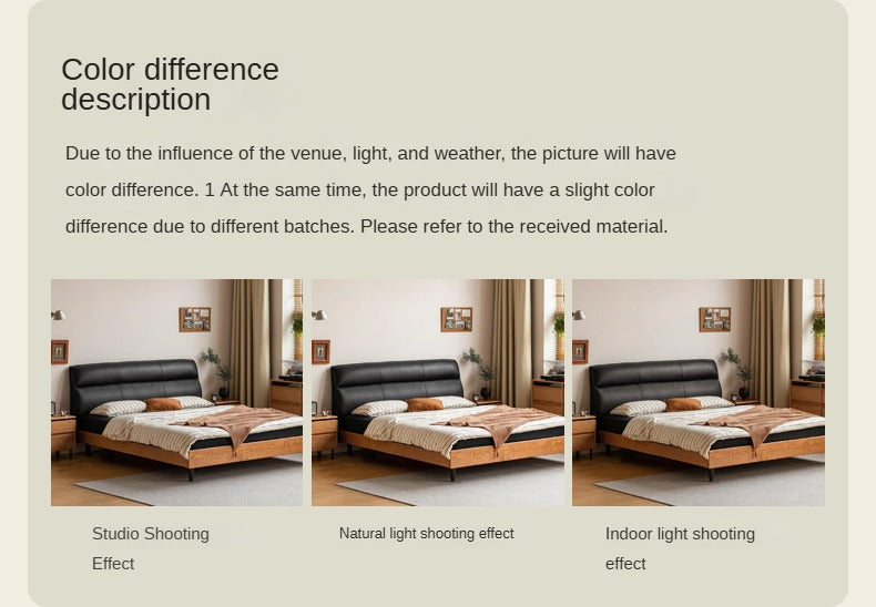 Cherry Solid Wood Suspended Leather Soft Bed Light Luxury.