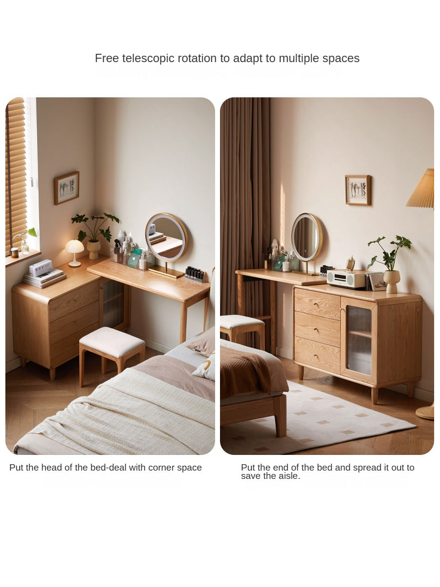 Oak Solid Wood Retractable Dressing Table.