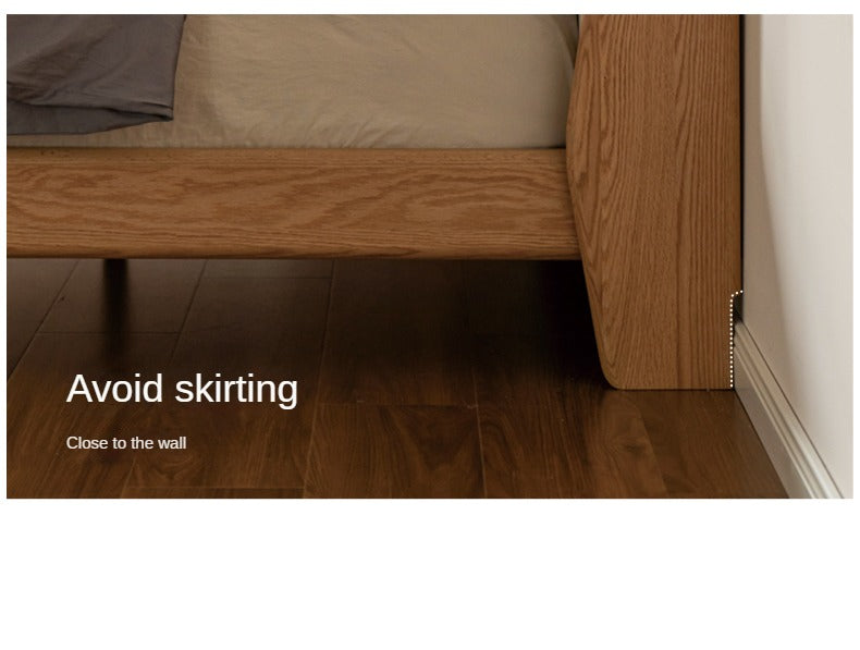 Oak, Ash Solid Wood Leather Soft Bed Italian Light Luxury.