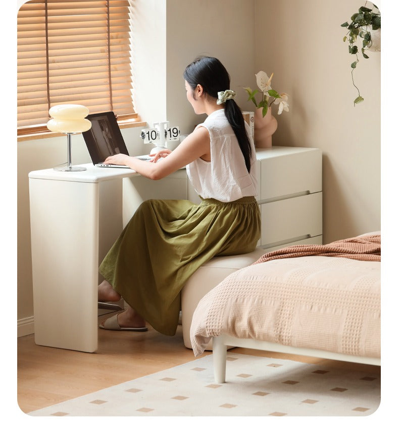 Solid Rubberwood Cream Air Vanity Table.