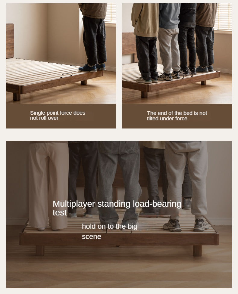 Black Walnut, Oak Solid Wood Floating Bed