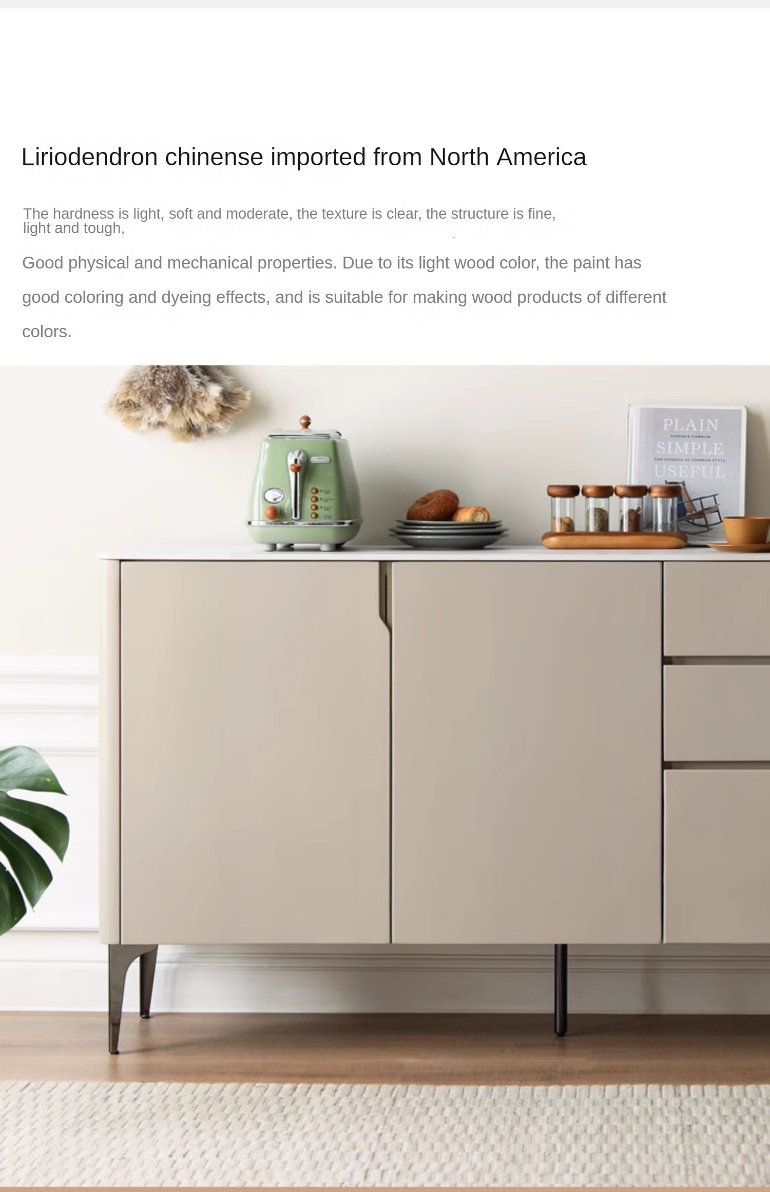 Poplar Solid Wood Sideboard Slate Top