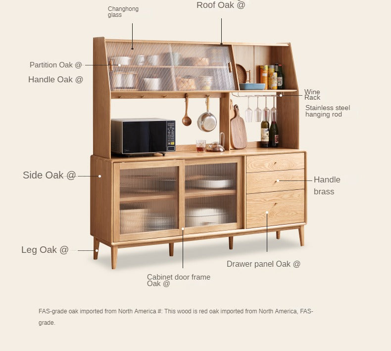 Solid Rubberwood, Oak Solid Wood, Beech Solid Wood Buffet Cabinet, Sideboard