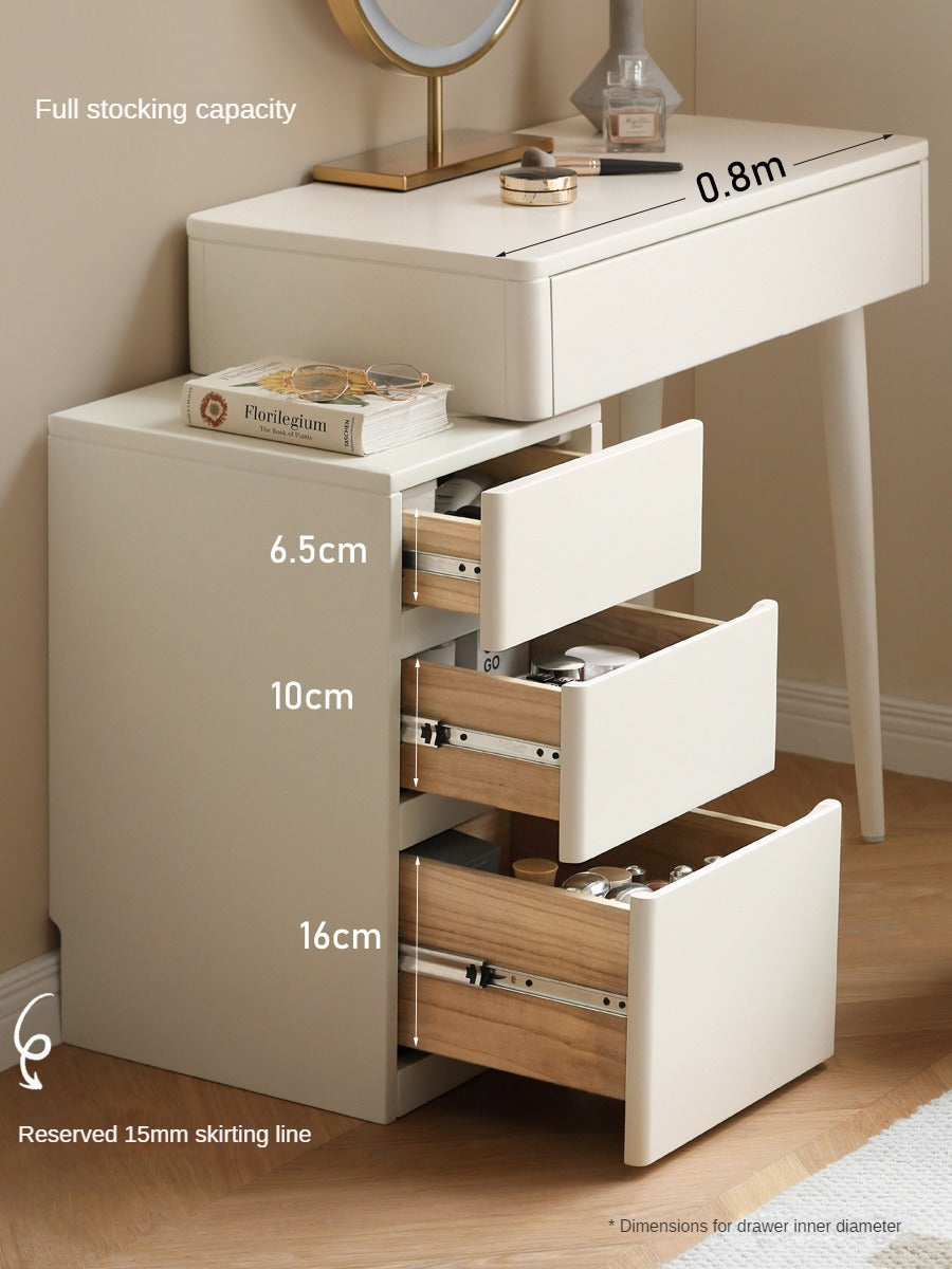 Poplar Solid Wood Telescopic DressingTable +LED Makeup Mirror.
