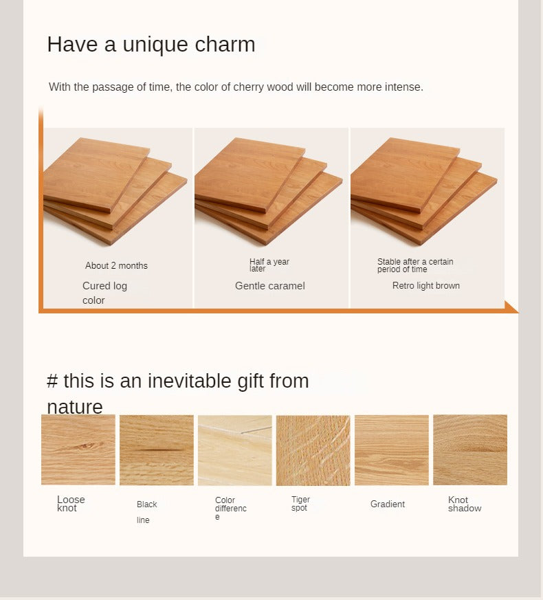 Cherry Solid Wood Box Bed Top Genuine Leather, Corduroy Suspended Bed