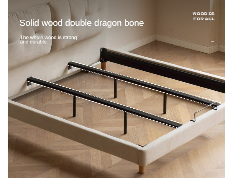 Fabric Soft Bed White Cream Style