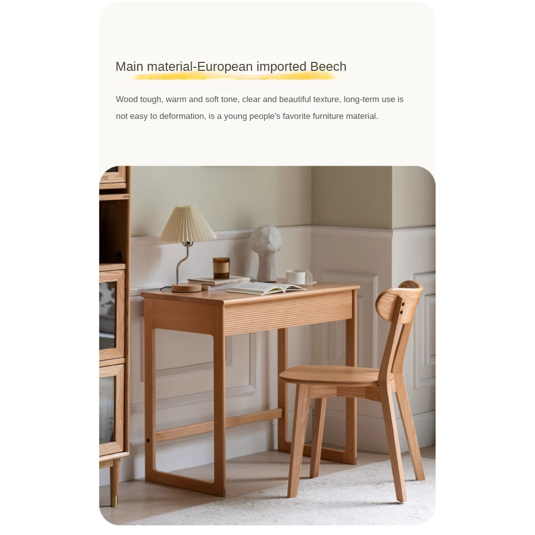 Beech Solid Wood Desk Nordic Nightstand.