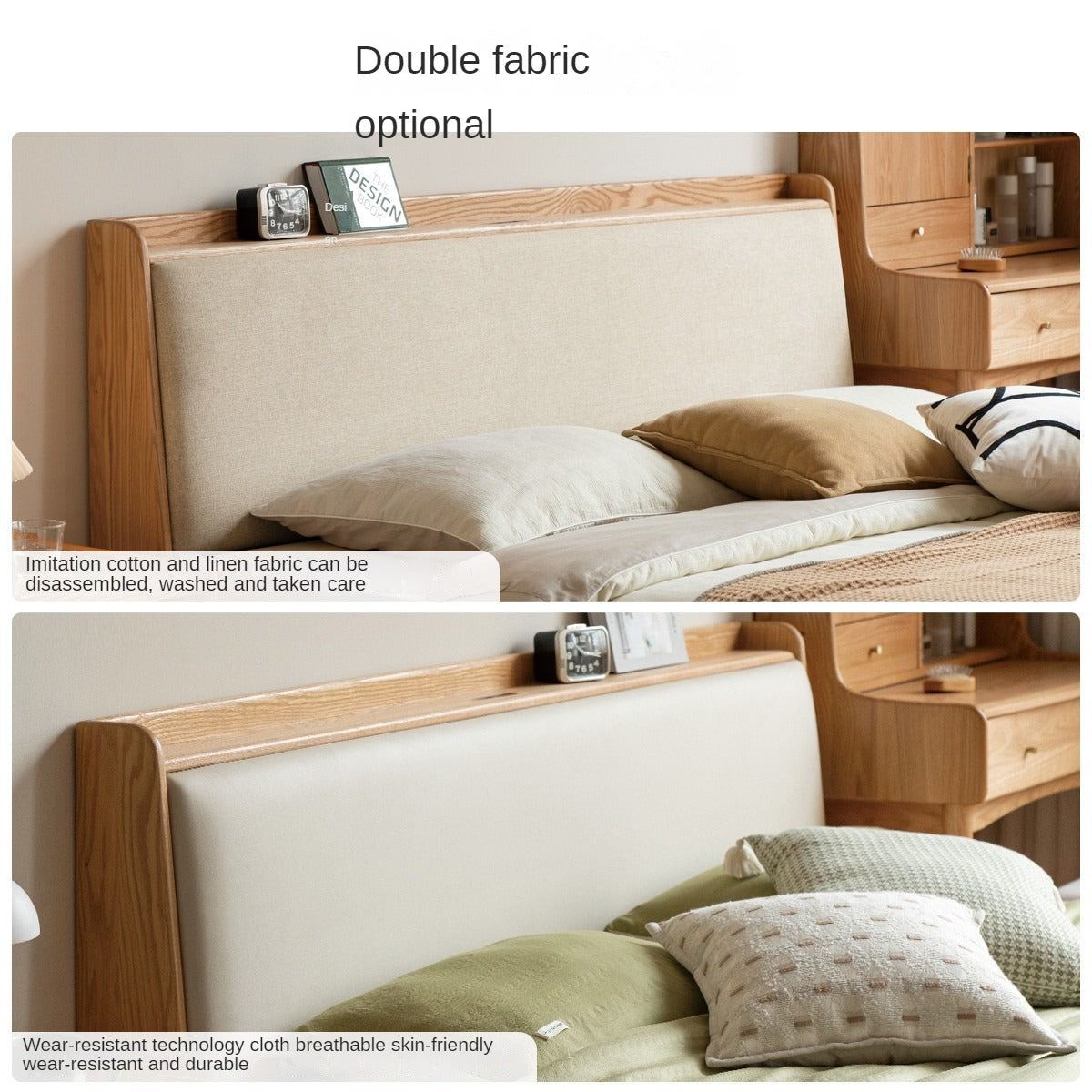 Oak Solid Wood Box Bed Storage Bed Technology Loth, Fabric