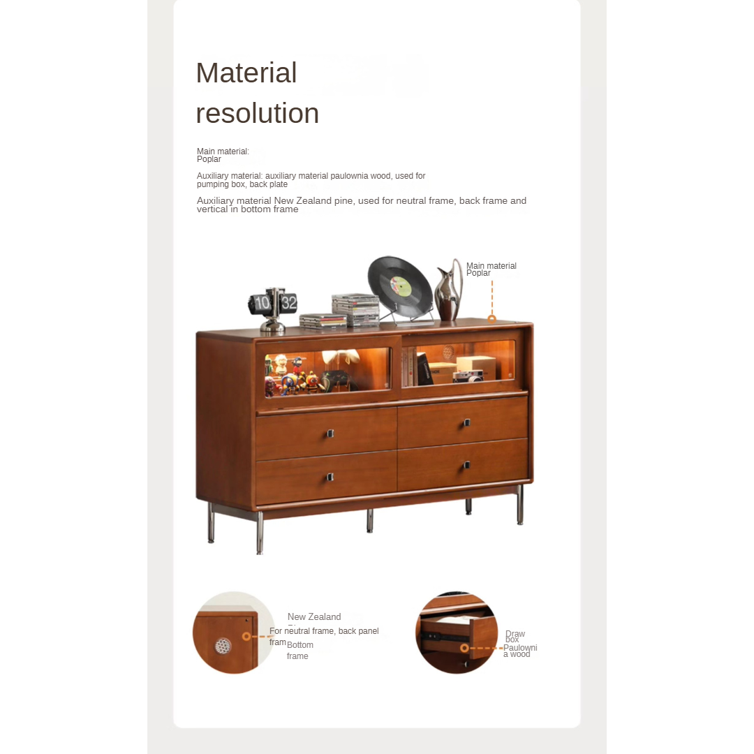 Poplar Solid Wood Cabinet Bauhaus Storage Drawer.