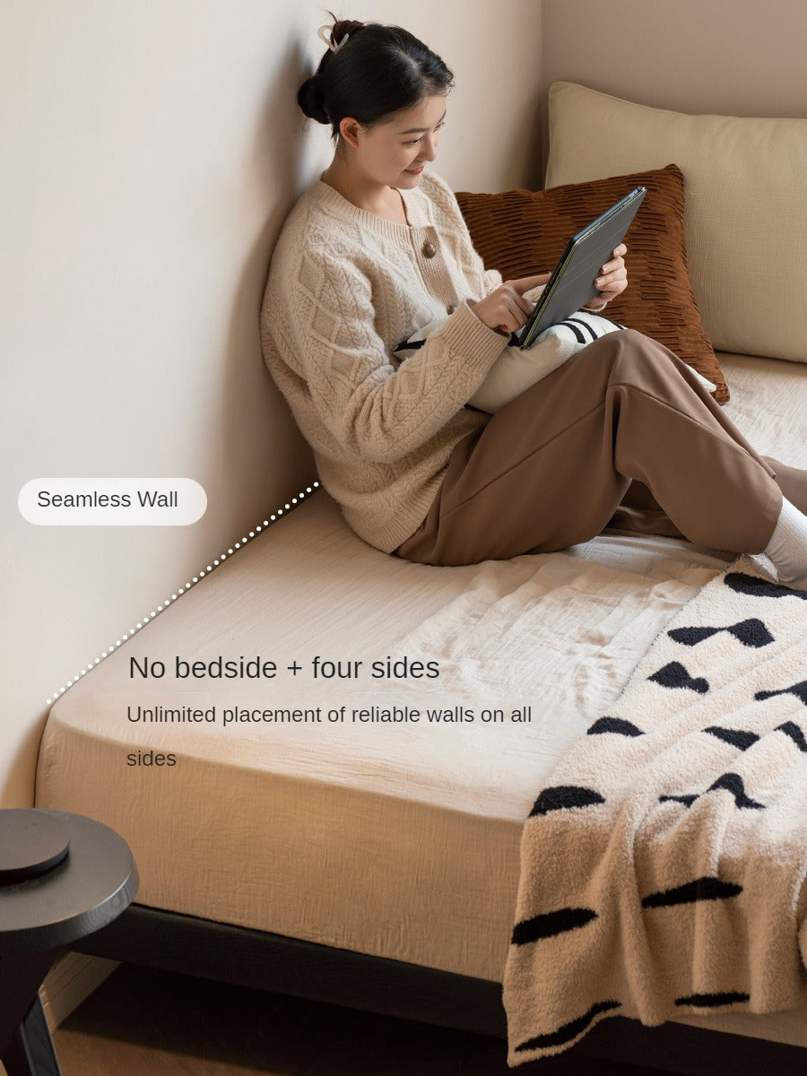 Oak Solid Wood Bed Simple platform bed, headboard-free bed