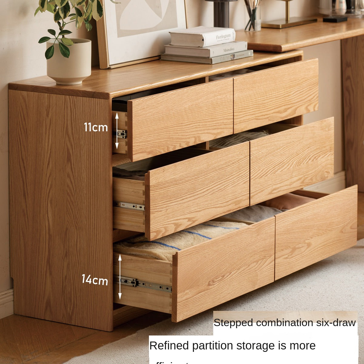 Oak, Solid Rubberwood Dressing Table L-Shaped Corner