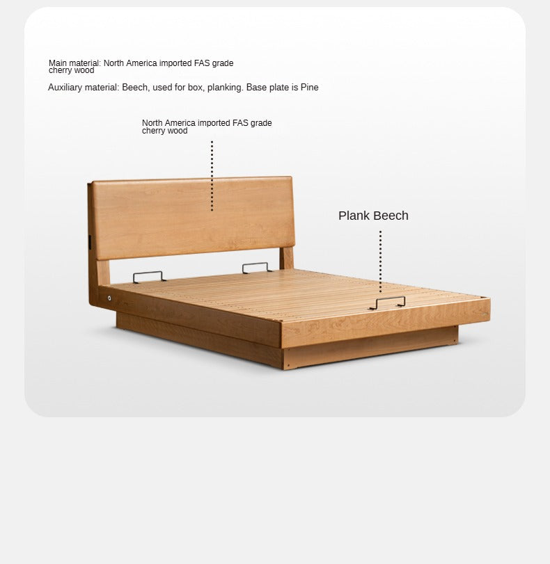 Cherry Solid Wood Box Bed Medieval Style.