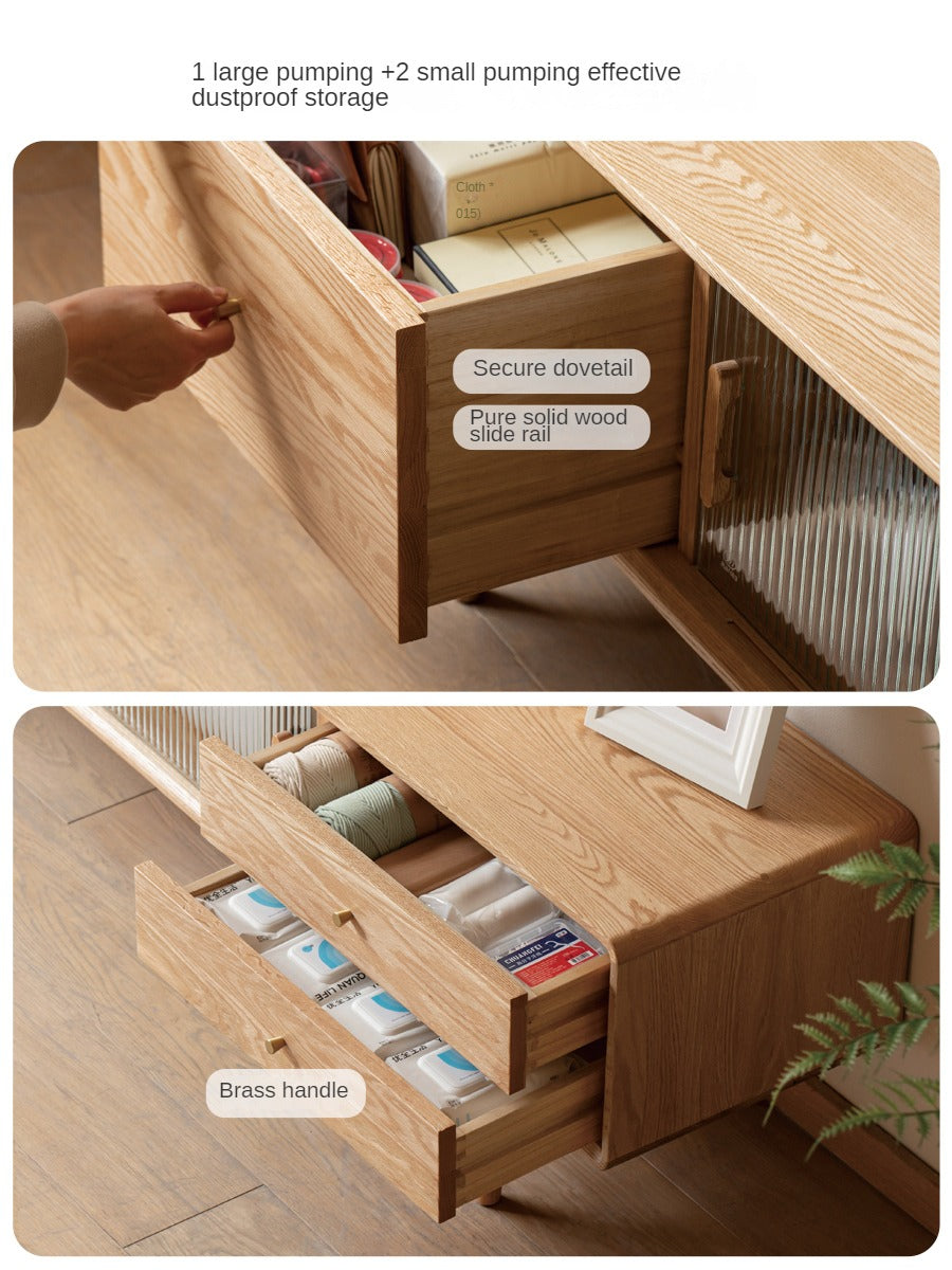 Oak, Beech Solid Wood, Solid RubberWood TV Stand