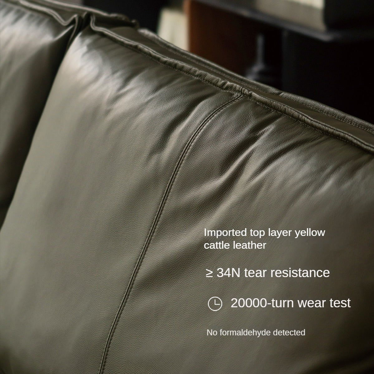 Black Walnut Solid Wood Leather Sofa.